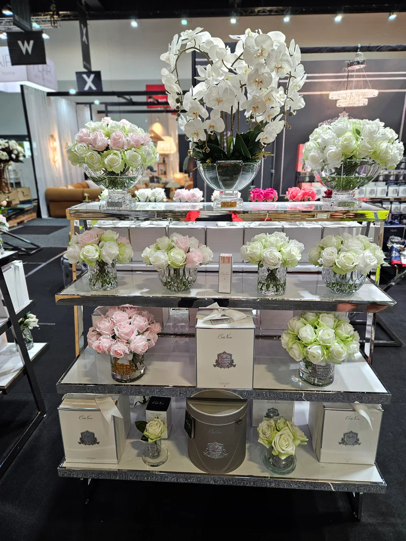 Centrepiece - Green & White Roses