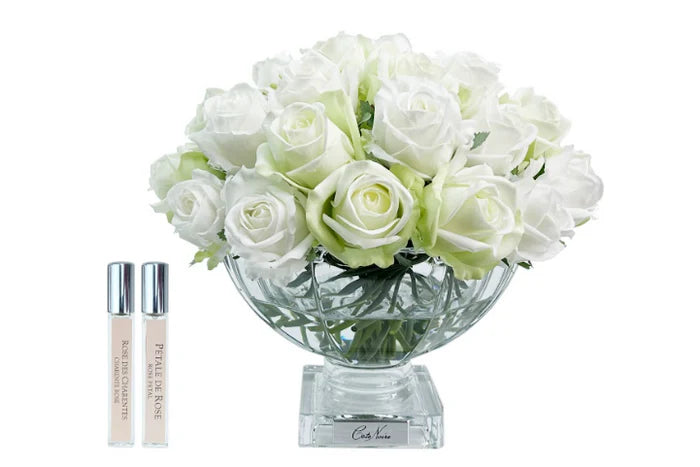 Centrepiece - Green & White Roses
