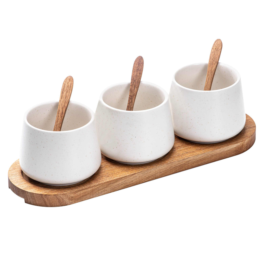 Elements White 7 Piece Spoon Bowl & Tray Set