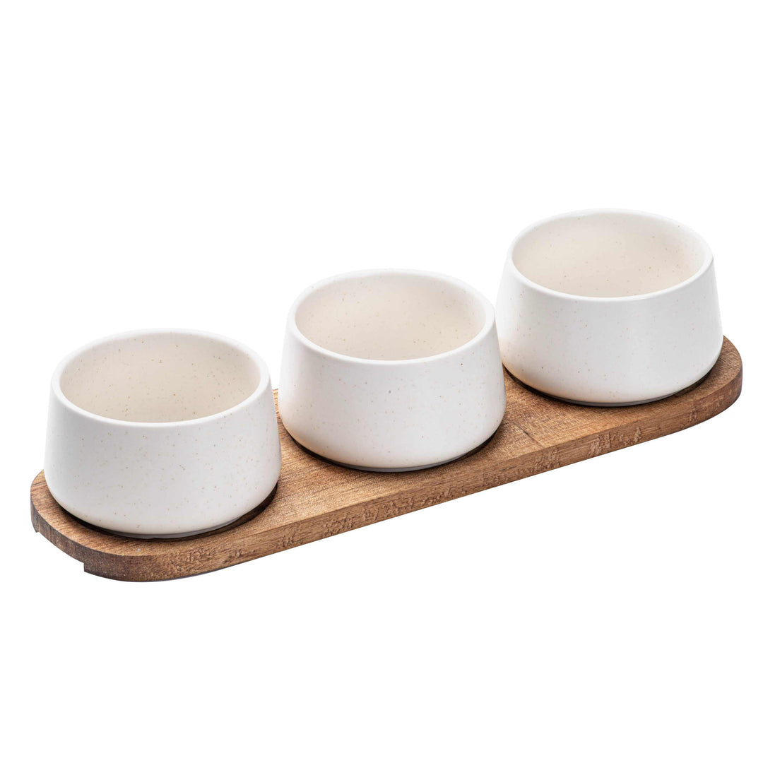 Elements 4 Piece White Mid Bowl & Tray Set