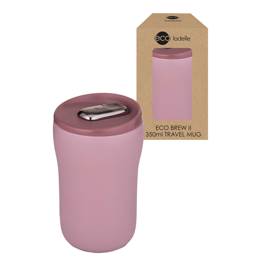 Eco Brew II Dusty Rose Dbl Wall Ceramic Travel Mug