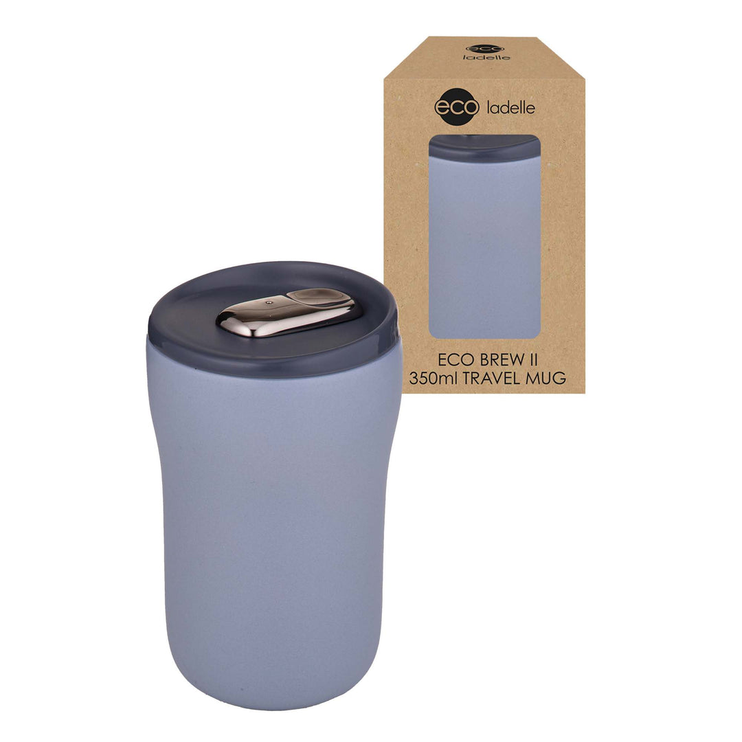 Eco Brew II Dusty Blue Dbl Wall Ceramic Travel Mug