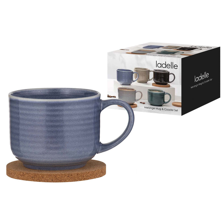 Melange Cornflower Blue Mug & Coaster Set