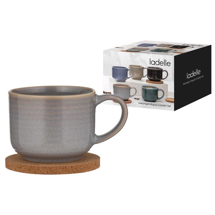Melange Lt Grey Mug & Coaster Set