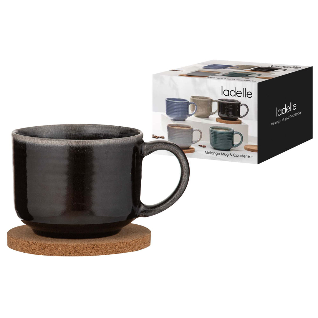 Melange Charcoal Mug & Coaster Set