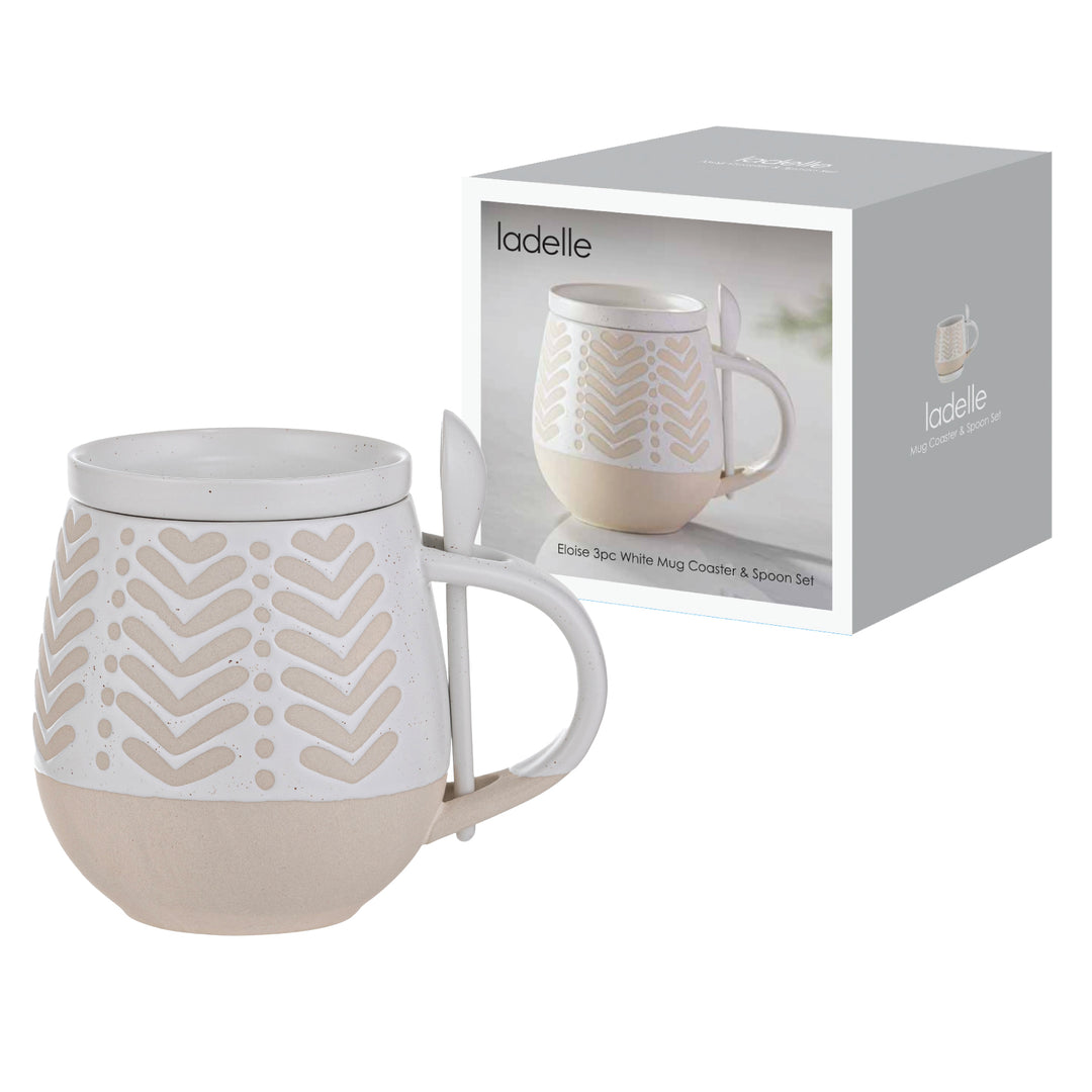 Eloise Mug Coaster Spoon Set White