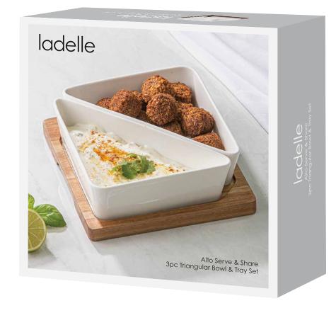 Alto Serve &amp; Share 3pc Triangular Bowl &amp; Tray Set 20x20x5.5cm