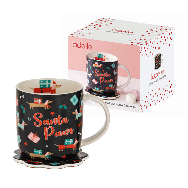 Dasher Santa Paws Mug & Coaster Set