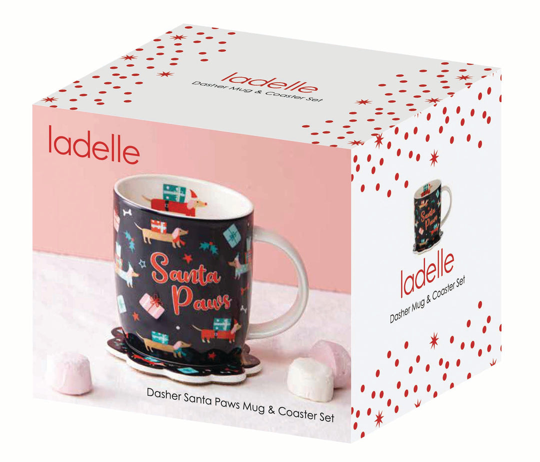 Dasher Santa Paws Mug & Coaster Set