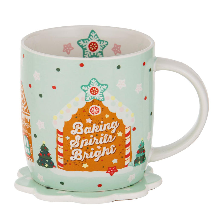 Dasher Gingerbread Mug & Coaster Set