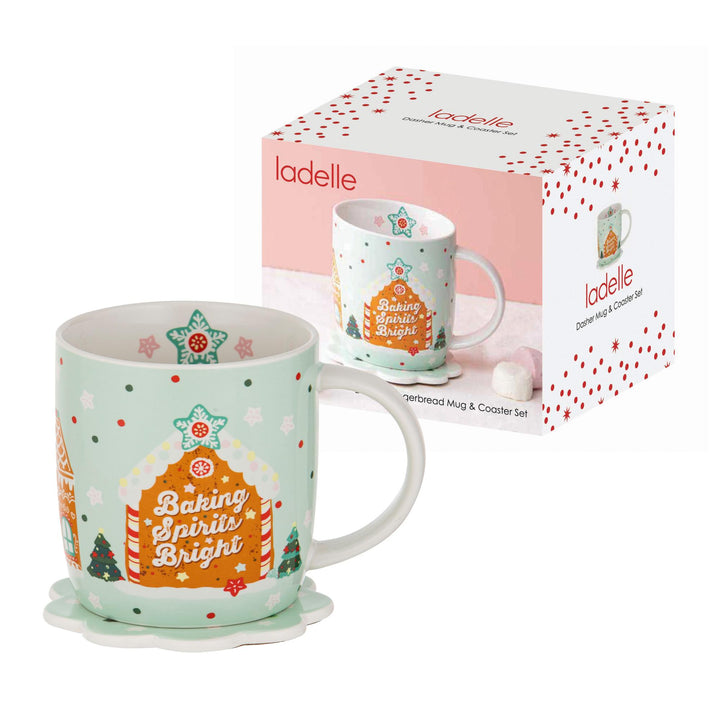 Dasher Gingerbread Mug & Coaster Set