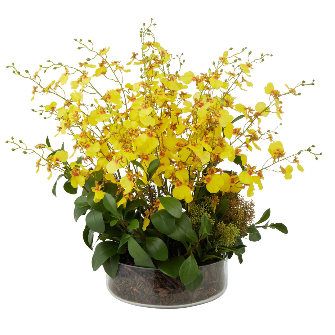 Dancing Orchid Garden Mix-Madelyn Bowl 66x66x67cm Yellow/Glass