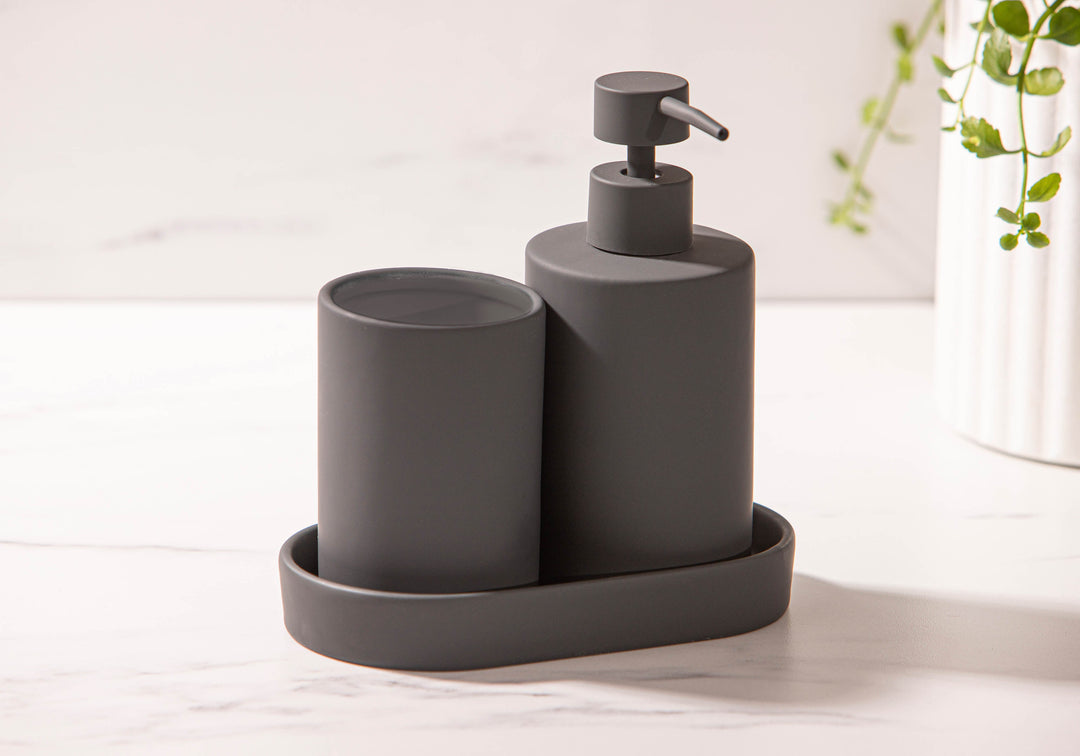 Essentials Charcoal 3pc Bathroom/Kitchen Set