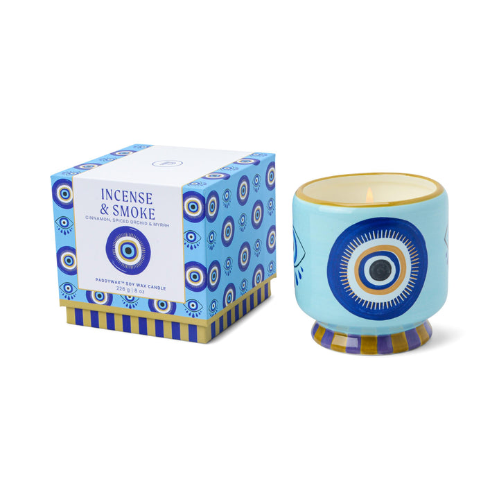 Adopo 8 Oz Eye Ceramic Candle - Incense & Smoke