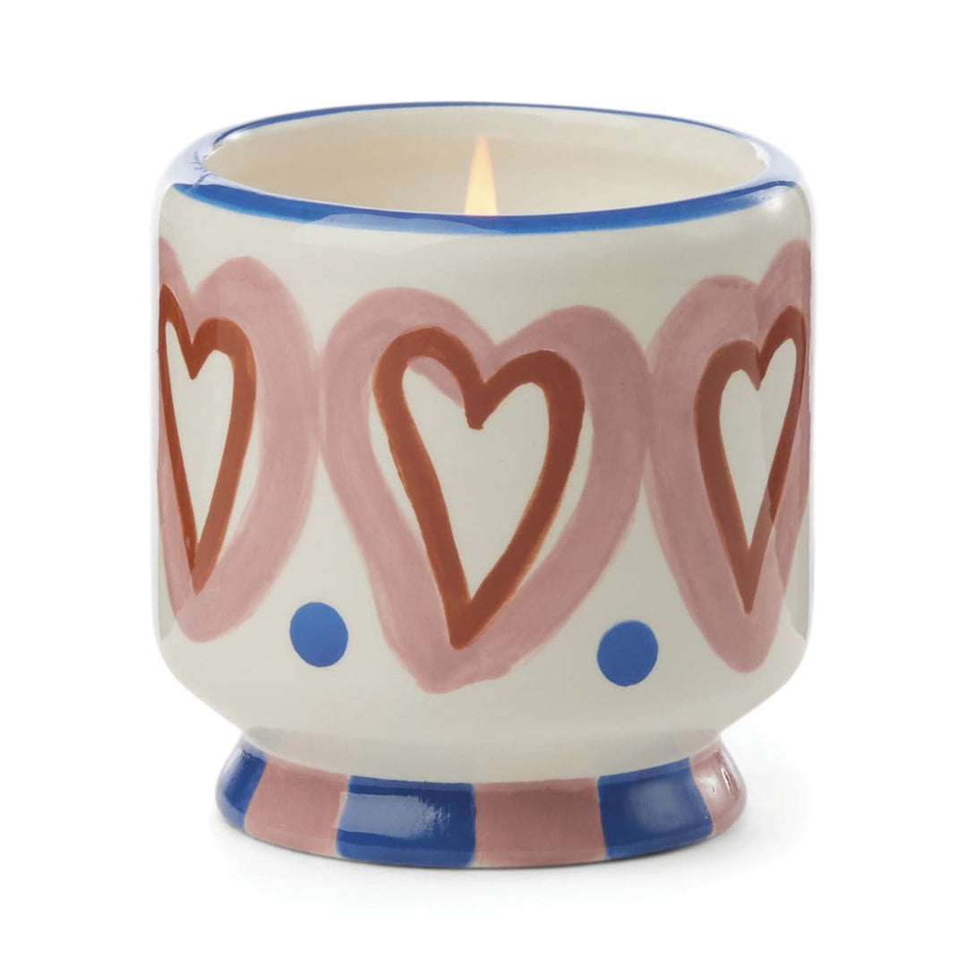 Adopo 8 Oz Hearts Ceramic Candle - Rosewood Vanilla