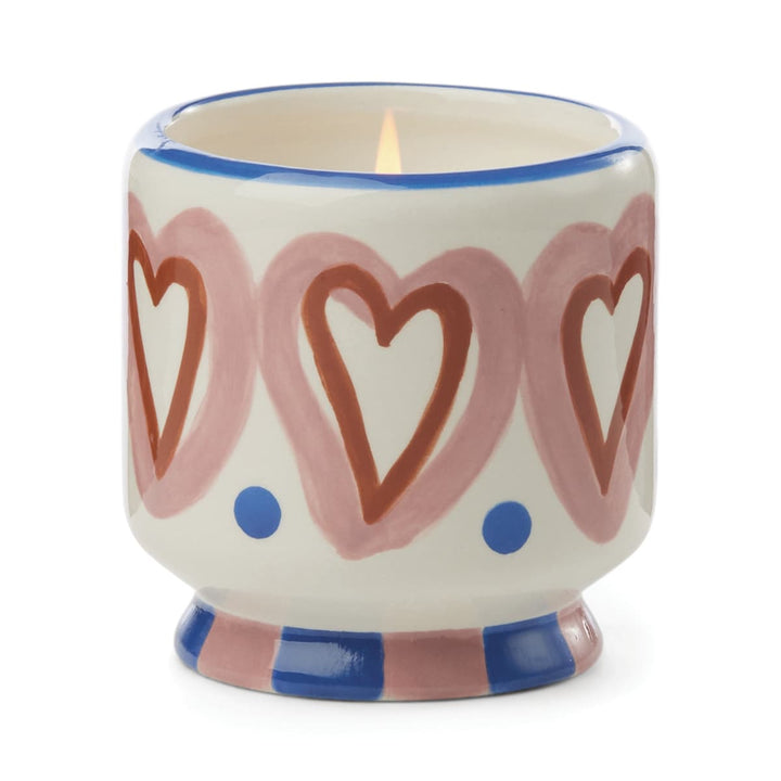 Adopo 8 Oz Hearts Ceramic Candle - Rosewood Vanilla