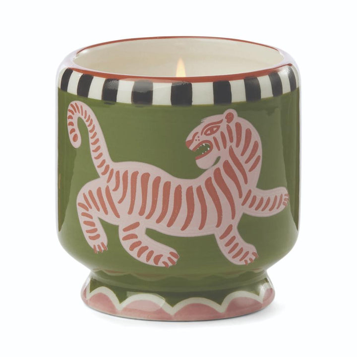 Adopo 8 Oz Tiger Ceramic Candle - Black Cedar & Fig