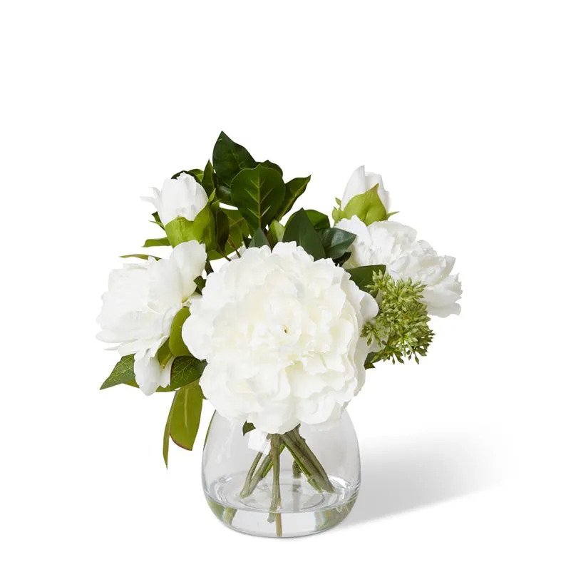 Peony & Seed Mix Alma Vase D38x32cm White