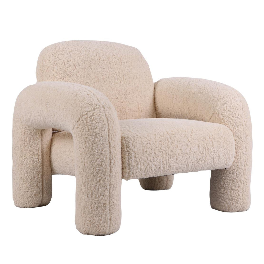 Mia Armchair 90.5x81x75cm Off White Teddy Fabric