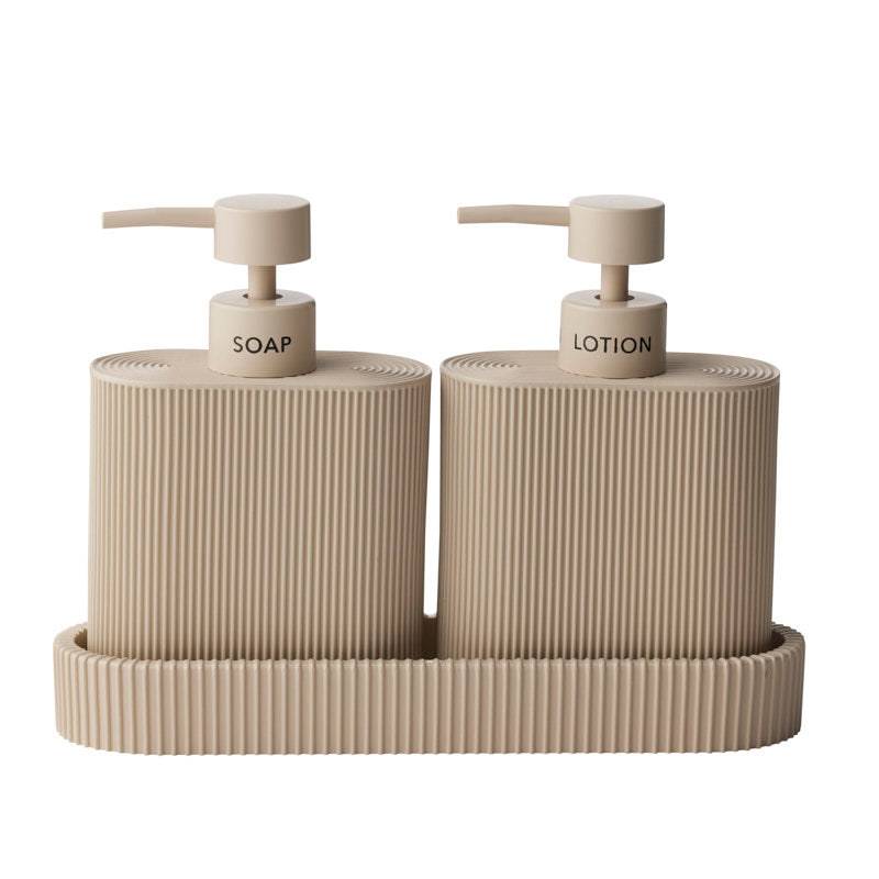 Sid Taupe S/2 Dispenser w Tray 24x19cm