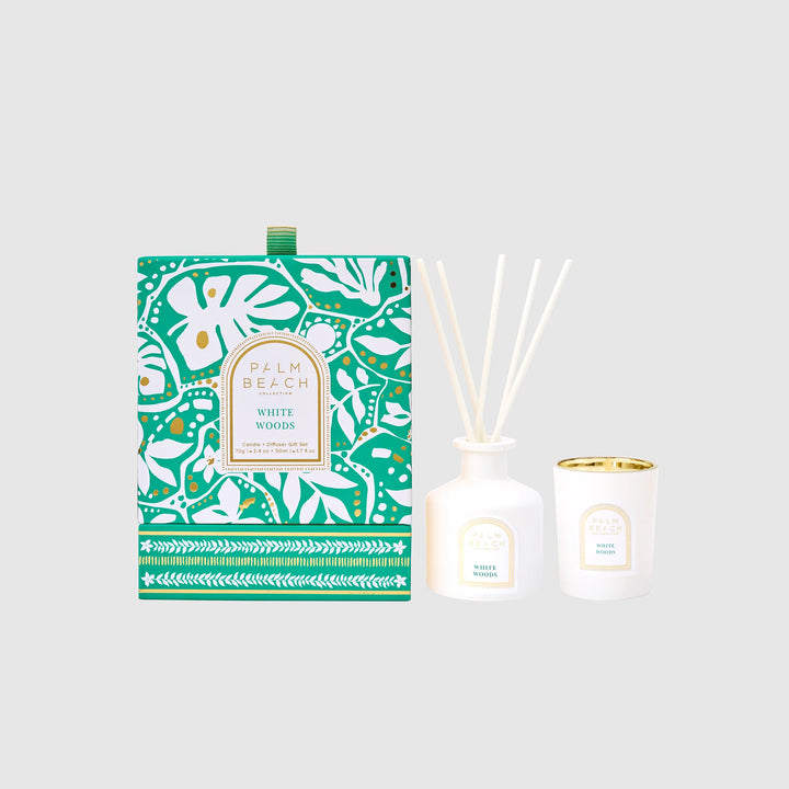 Palm Beach Collection Candle + Diffuser Set - White Woods