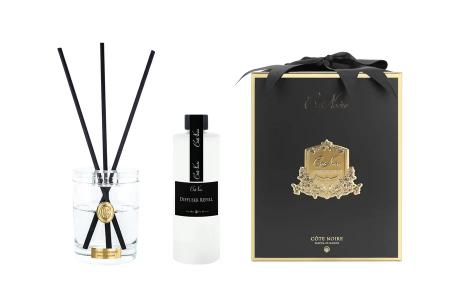 Crystal Glass Diffuser 200Ml - Charente Rose - Clear With Gold Oval Badge