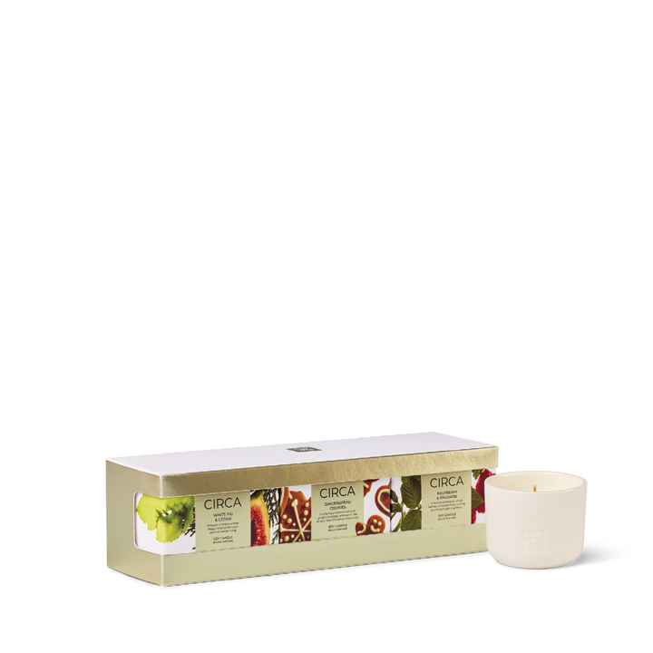 Circa 3x70g Candle Trio - White Fig & Cedar, Raspberry & Rhubarb, Gingerbread Cookies