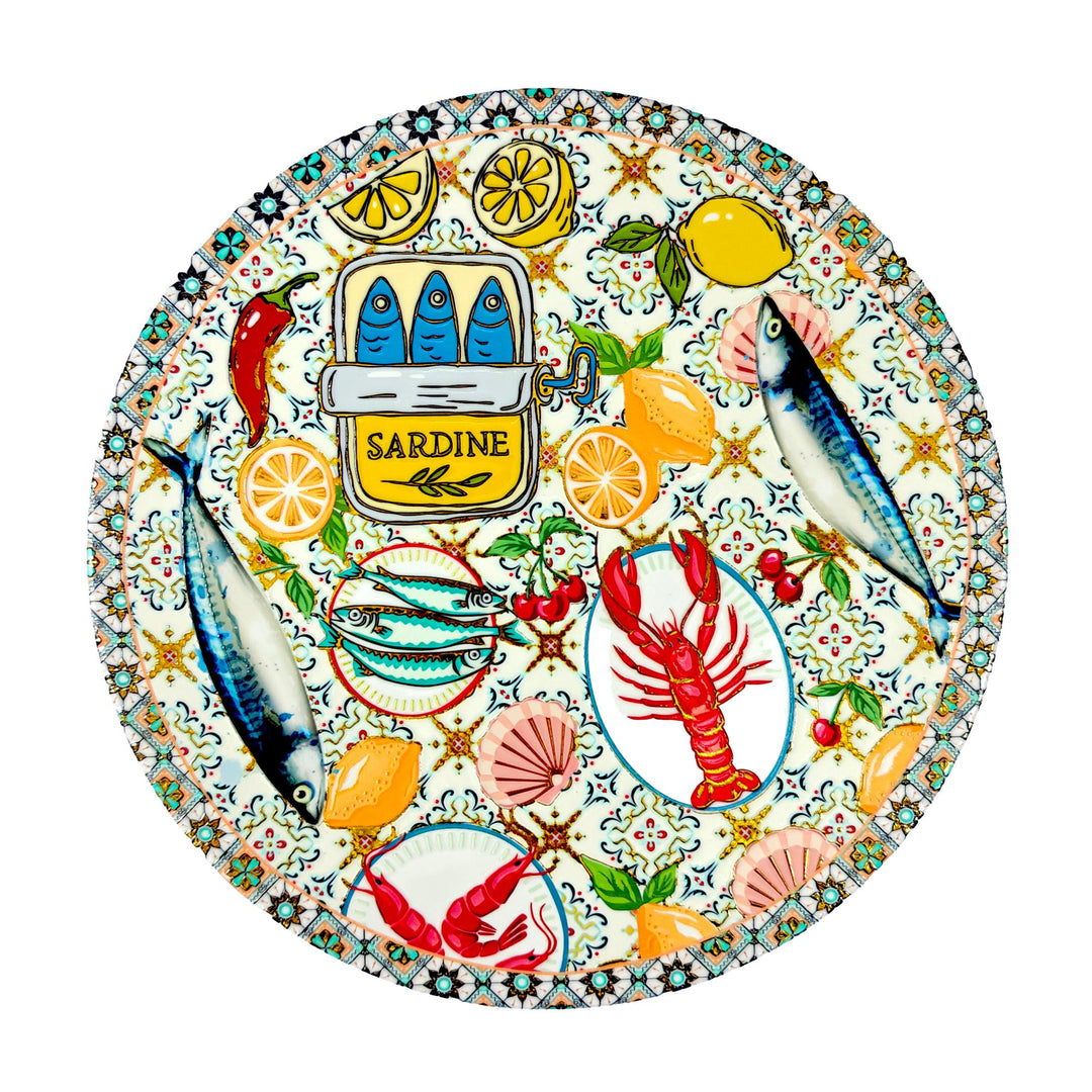Napoli Ceramic Rnd Trivet W/Lobster 25x25x0.5cm Multi