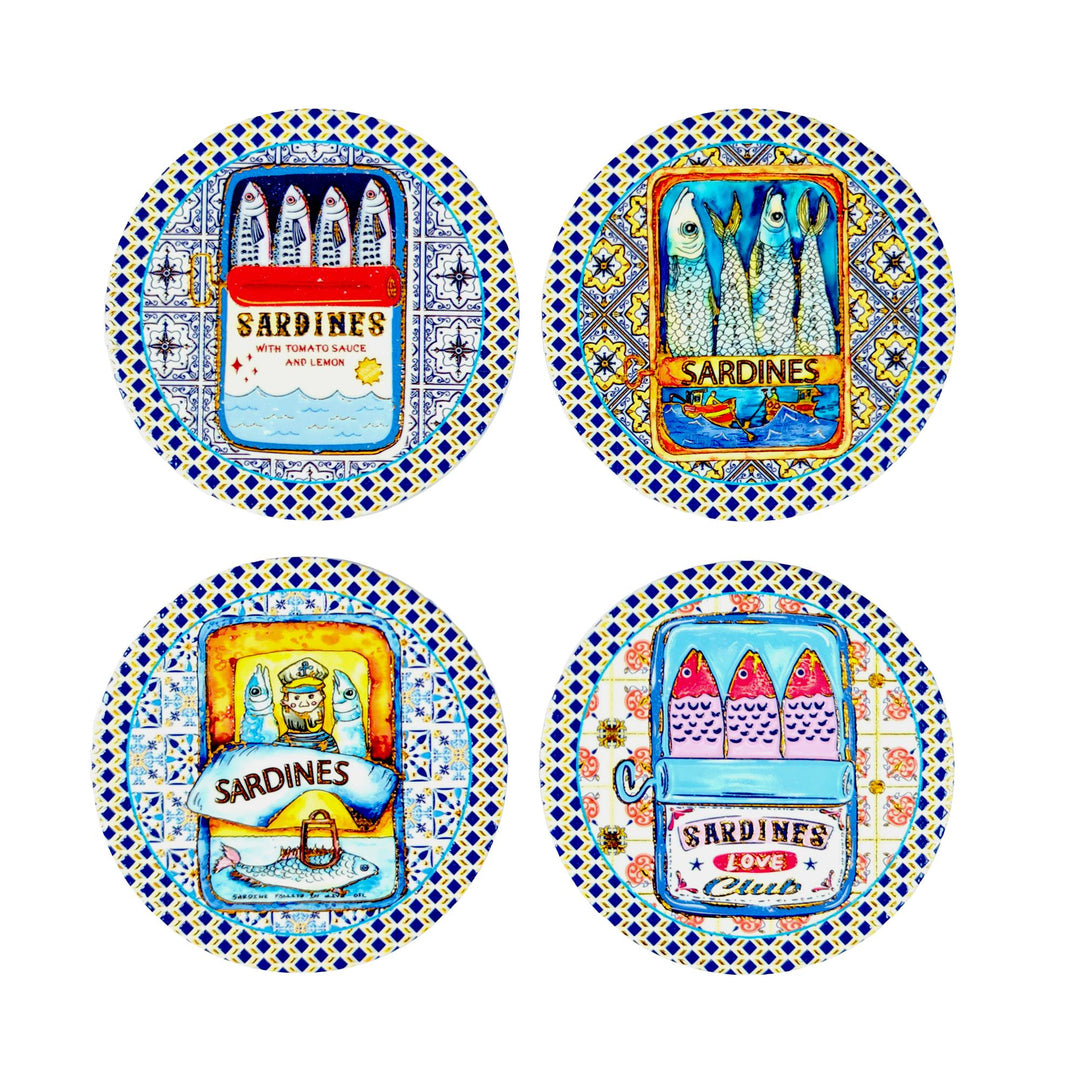 Napoli Ceramic Round Sardine Cstrs S4 10.8x10.8x0.5cm Multi