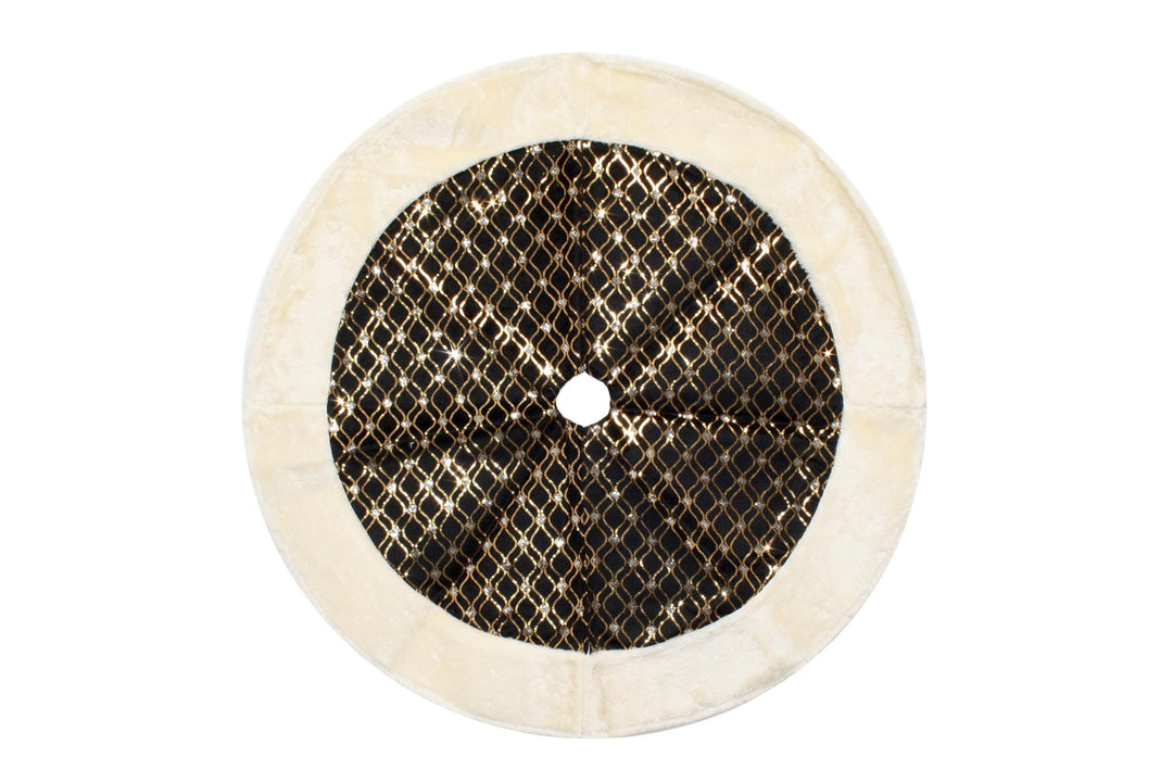 Tree Skirt Trellis Black & Gold 90cm