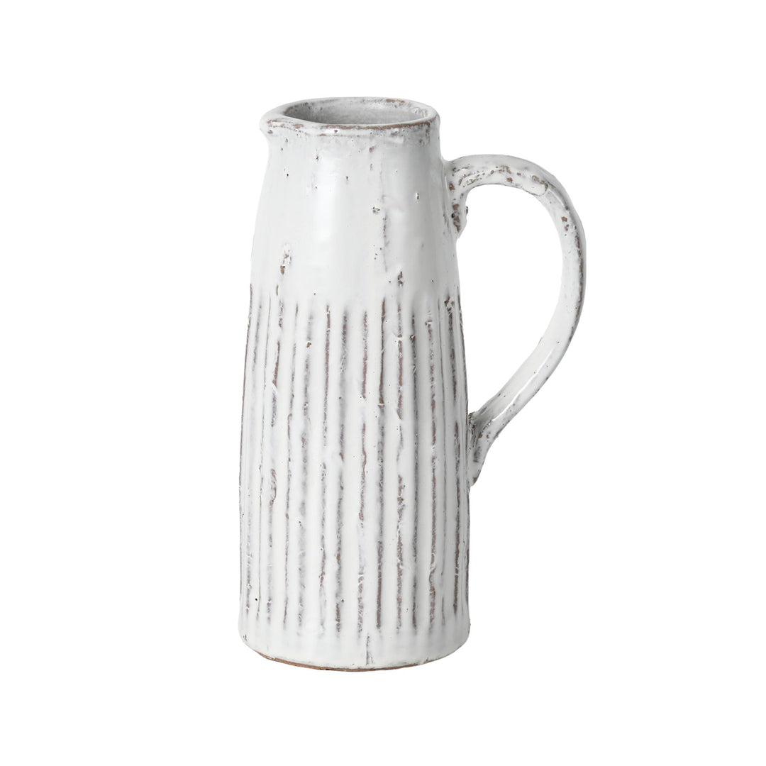 Cheval Tcotta White Grey Jug 19x13x30cm White Grey