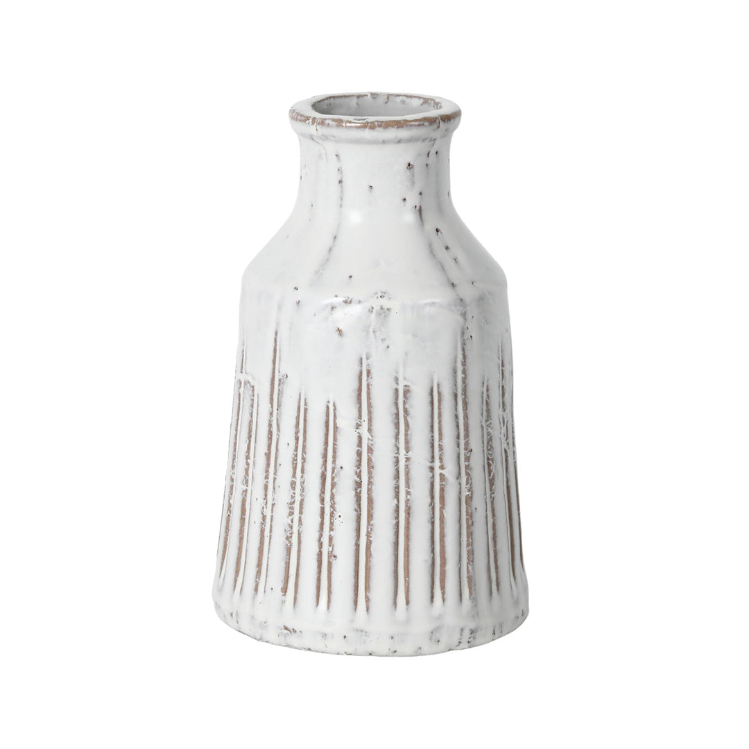Cheval Tcotta White Grey Vat Lge 12.5x12.5x20cm White Grey