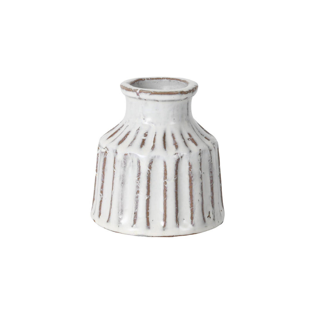 Cheval Tcotta White Grey Vat Sml 12.5x12.5x12.5cm White Grey