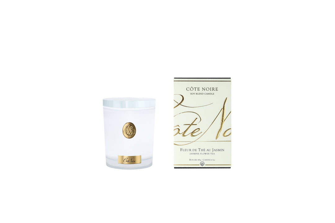 185G Candle - Jasmine Flower Tea - White With Gold