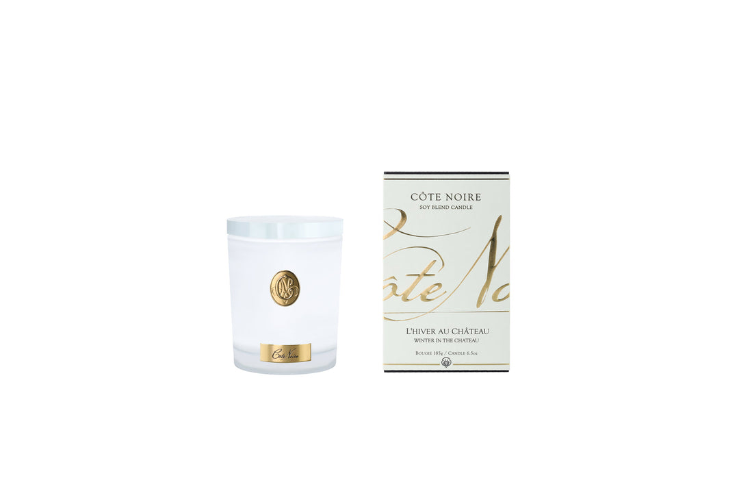 185G Candle - Winter In The Chateau - White With Gold