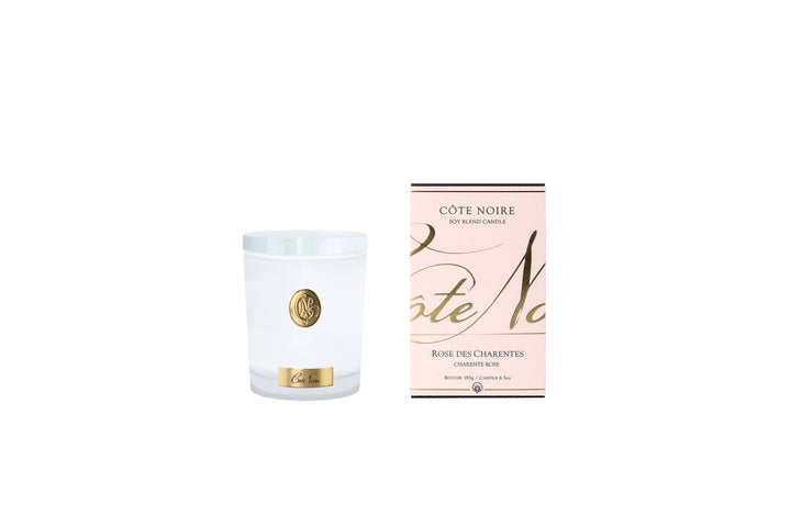 185G Candle - Charente Rose - White With Gold