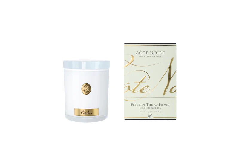450G Candle - Jasmine Flower Tea - White With Gold
