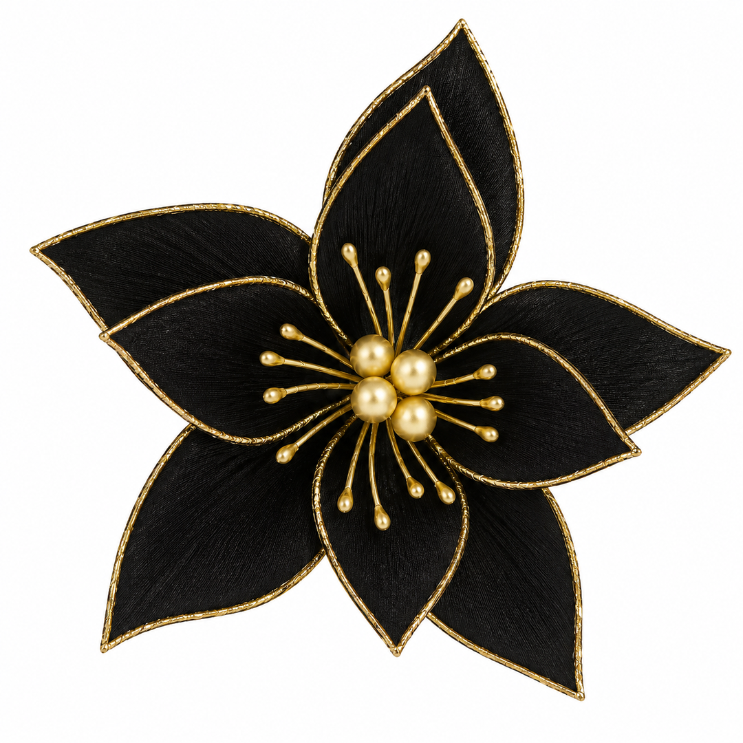 Clip On Poinsettia Black Fine Edge