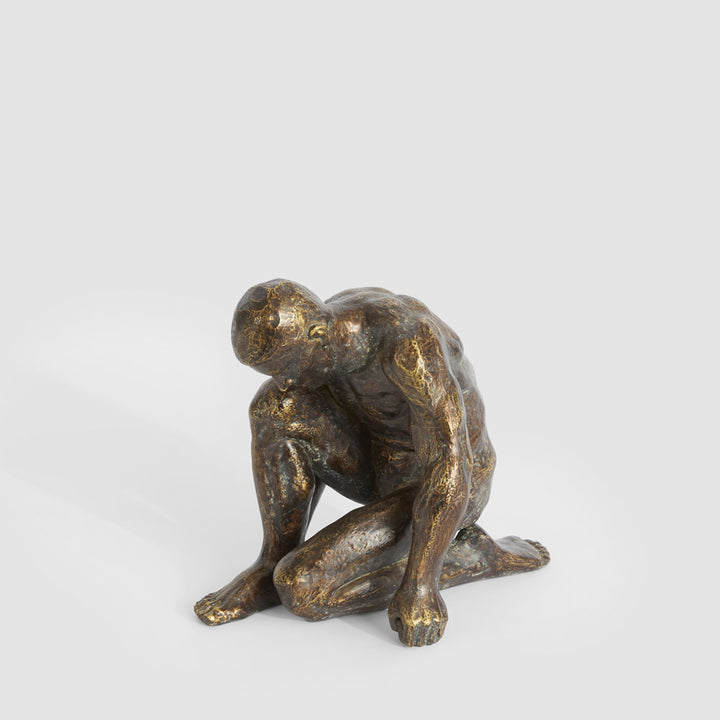 Resting Man Sculpture Antique Finish 20.8x24x18cm