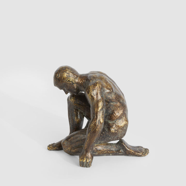 Resting Man Sculpture Antique Finish 20.8x24x18cm
