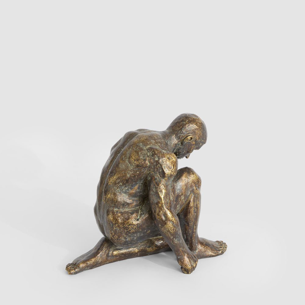 Resting Man Sculpture Antique Finish 20.8x24x18cm