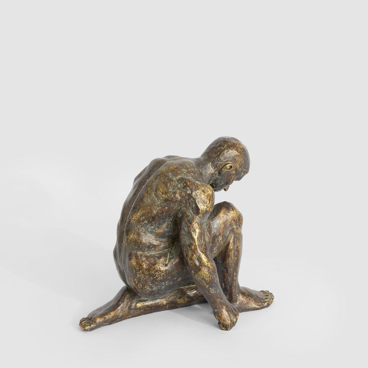 Resting Man Sculpture Antique Finish 20.8x24x18cm