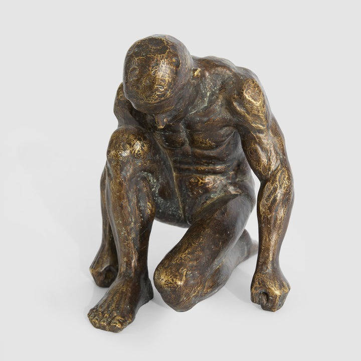 Resting Man Sculpture Antique Finish 20.8x24x18cm
