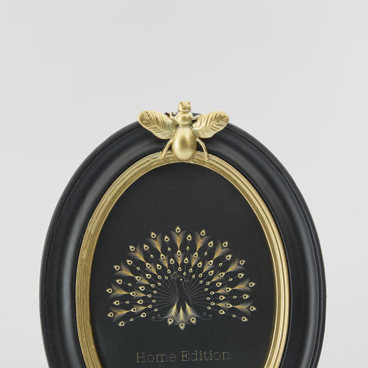 Vera Bee Oval Photo Frame 4 x 6 Black & Gold