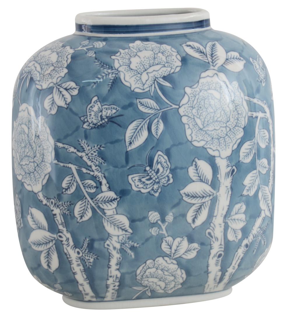 Peony Oval Vase 25.5cm Blue