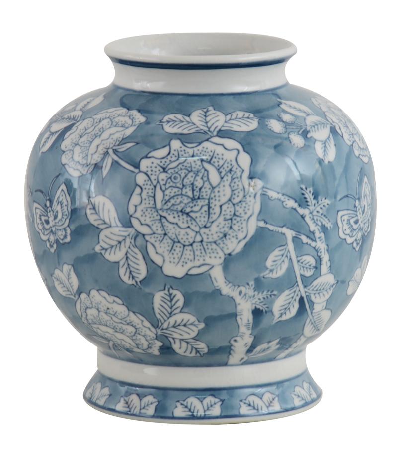 Peony Round Vase 18cm Blue