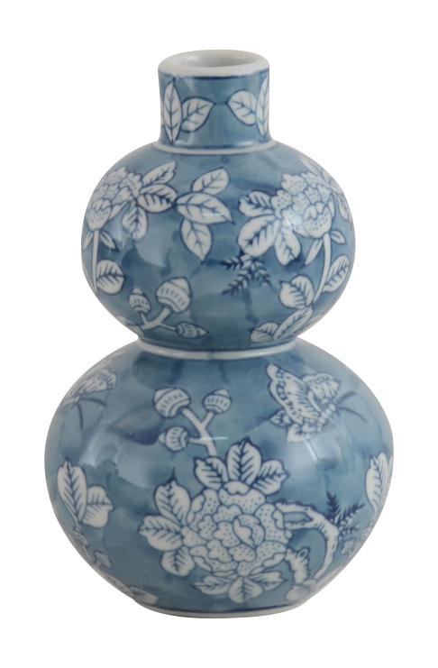Peony Gourd Vase 16.5cm Blue