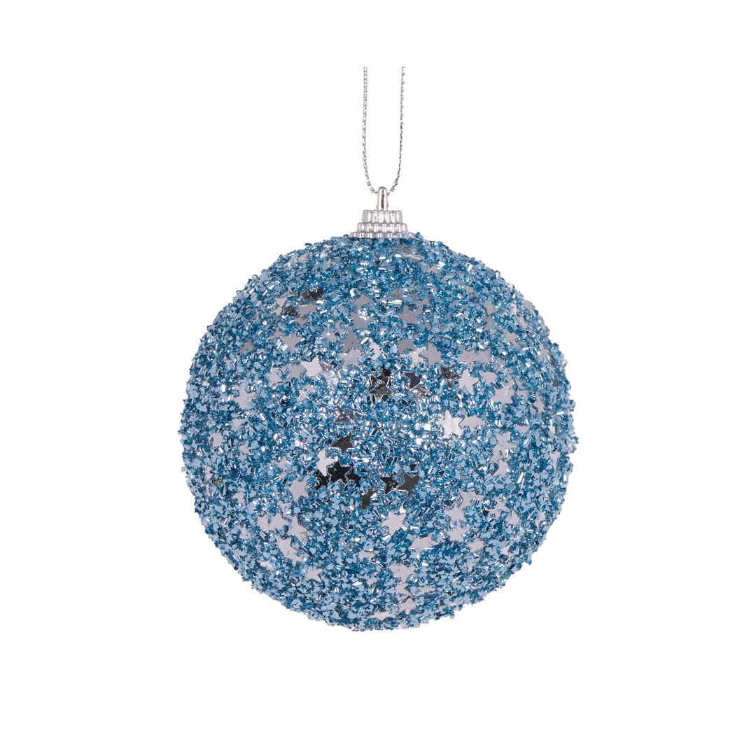 Light Blue Confetti Stars Bauble 8cm Polyfoam