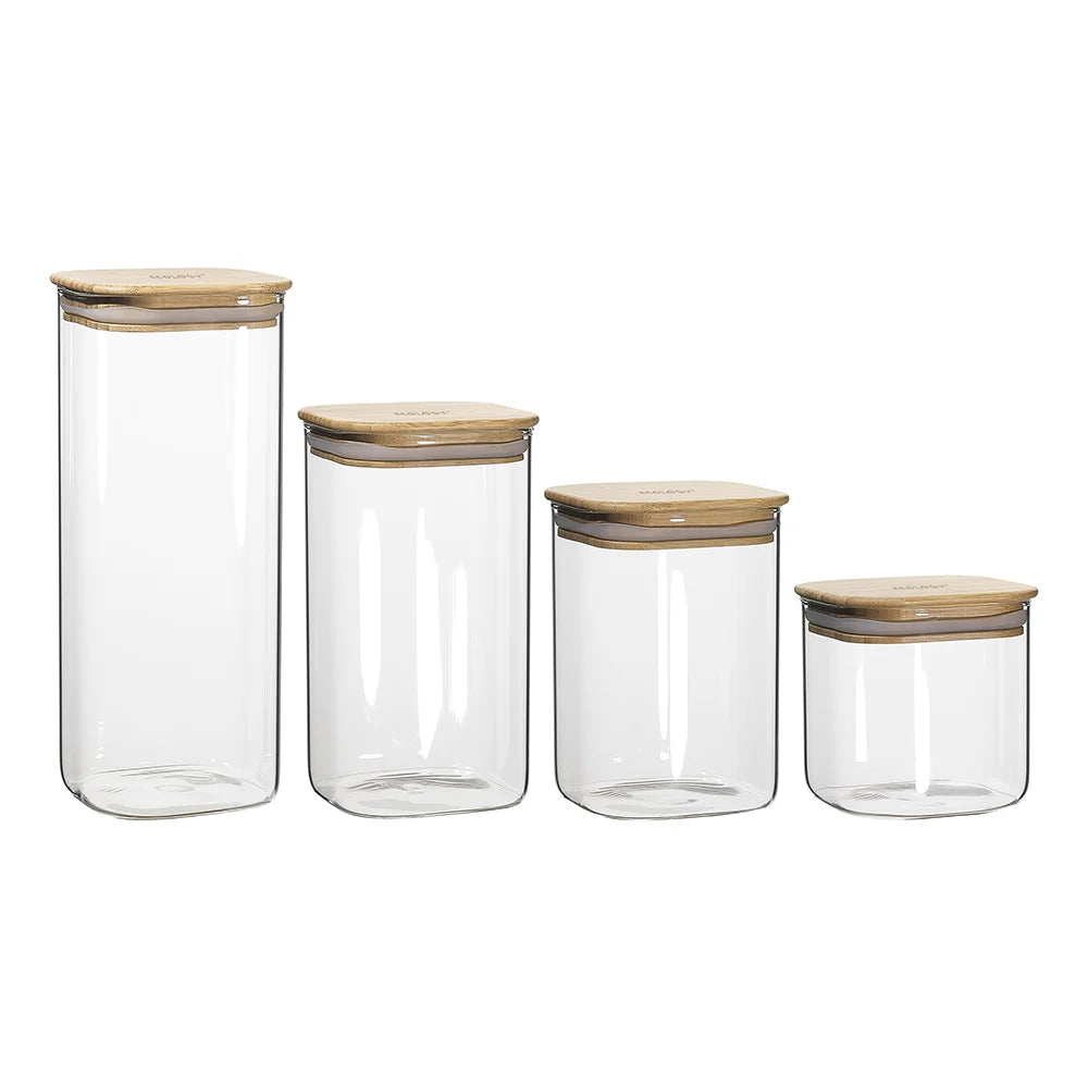Ecology Store Set of 4 Square Canisters 2.1L/1.5L/1.1L/700ml