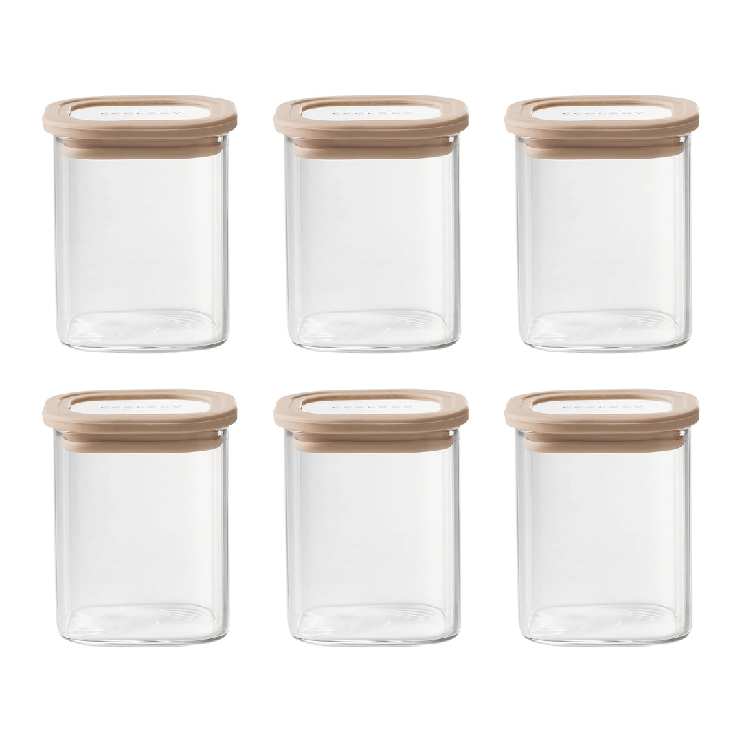 Store Set of 6 Square Spice Jars 170ml 7 x 6.5cm